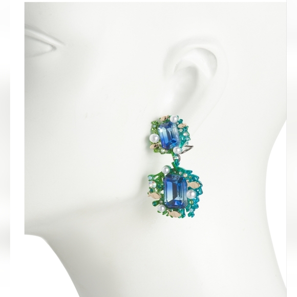 Betsey Johnson Green and Blue Gem Earrings - Picture 3 of 3